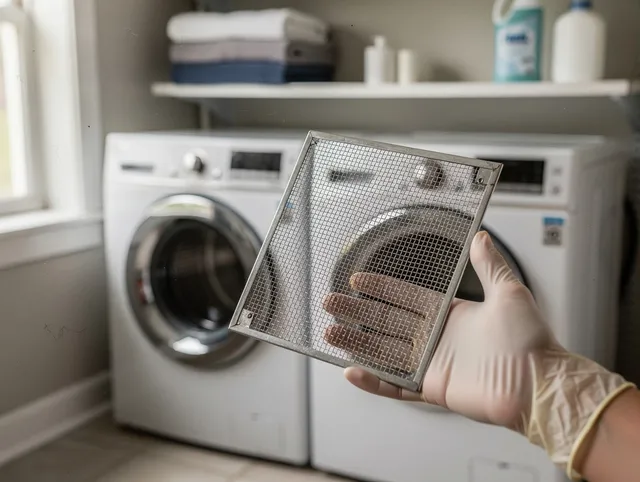 Gastonia Dryer Vent Cleaning specialist performing detailed lint trap cleaning service in Gastonia